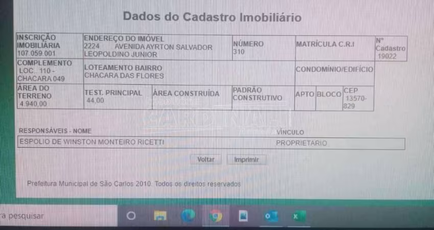 Terreno no Conjunto Habitacional Waldomiro Lobbe Sobrinho em São Carlos