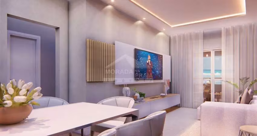 Apartamento no caiçara, 2 dormitórios, terraço gourmet, confira em praia grande.