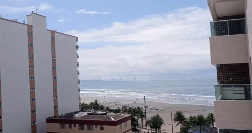 Apartamento frente mar de 2 dormitórios, sacada, confira em praia grande.