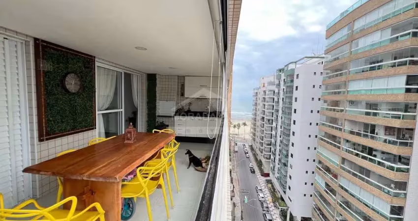 Apartamento semi mobiliado no canto do forte, 3 suítes, sacadas, 2 vagas, confira em praia grande.