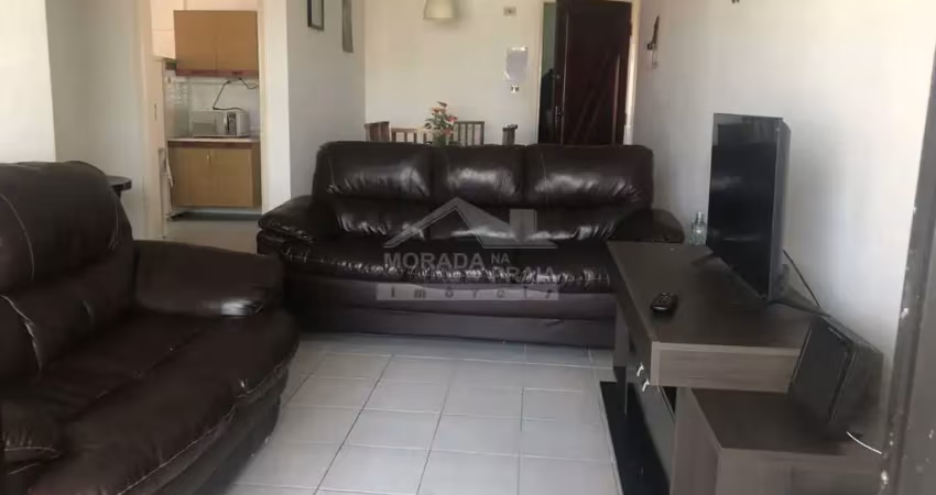 Apartamento 2 dormitórios, 1 suíte, mobiliado, vista mar, churrasqueira a carvão na tupi.