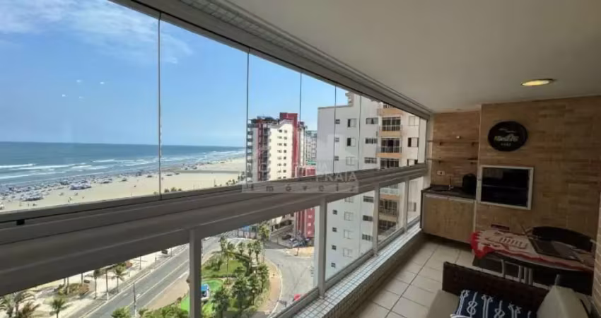 Apartamento mobiliado e frente ao mar, 3 dormitórios, confira na imobiliária em praia grande.