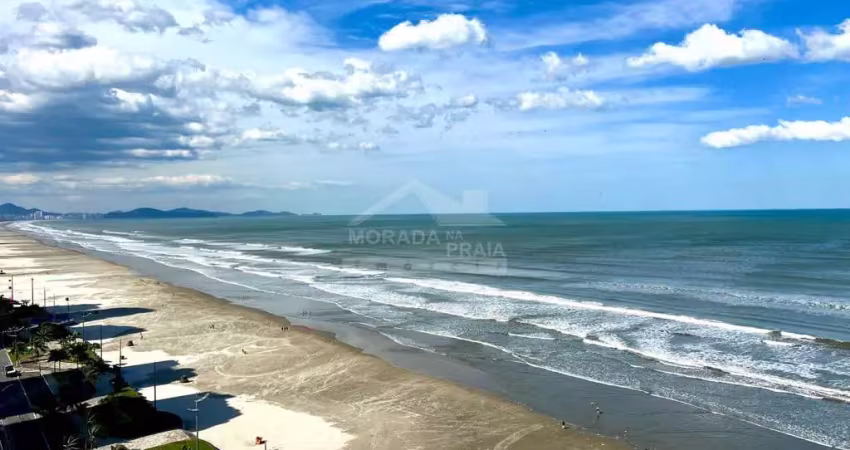 Apartamento frente mar no caiçara, 2 dormitórios, sacada, confira na imobiliária em praia grande.