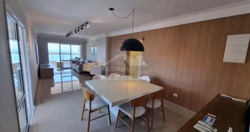 Apartamento mobiliado e vista mar no forte, 4 dormitórios, 3 vagas, lazer, confira em praia grande.