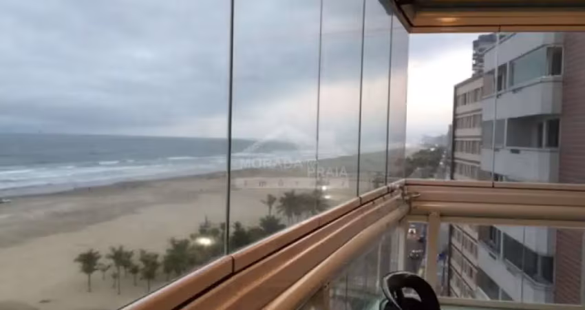 Apartamento frente ao mar na guilhermina, 3 dormitórios, terraço gourmet, confira em praia grande.