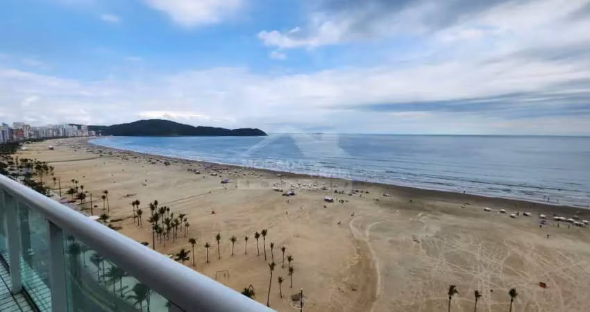 Apartamento de frente ao mar na guilhermina, 3 dormitórios, 2 vagas, lazer, confira em praia grande.
