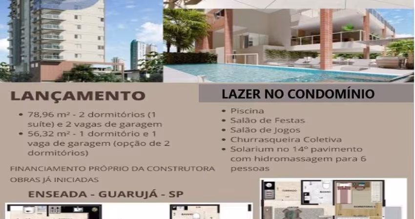 Apartamentos com 1 a 2 quartos, 56,32 a 78,96 m²- Praia da Enseada - Guarujá/SP