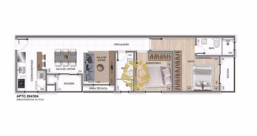 Apartamento com 2 dormitórios à venda, 71 m² por R$ 390.000,00 - Centro - Pinhais/PR