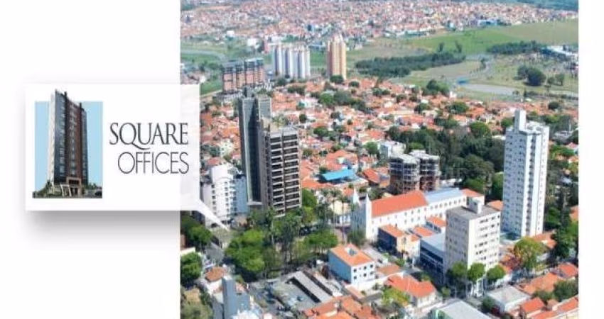 Sala comercial - Square Offices com 55m², 1 vaga, 1 banheiro, de frente para a praça da matriz.