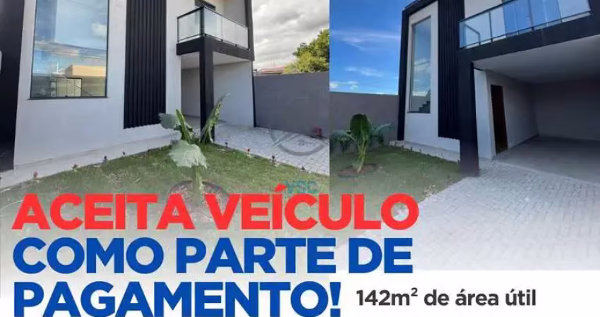 Sobrado de frente para rua, no estação em araucária, 3 quartos sendo uma suíte