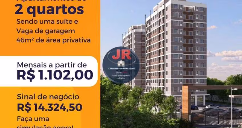 Oportunidade para garantir seu apartamento, 2 quartos sendo uma suíte com vaga de garagem