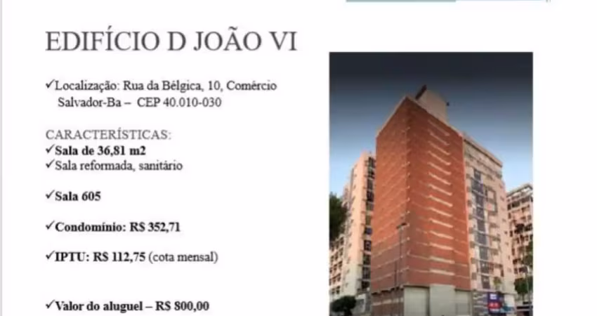 Sala comercial com 1 sala para alugar na Rua da Bélgica, Comércio, Salvador