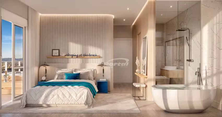 Empreendimento com 2 dormitórios + 1 suíte com jacuzzi privativa, frente mar no itacolomi em balneário piçarras!