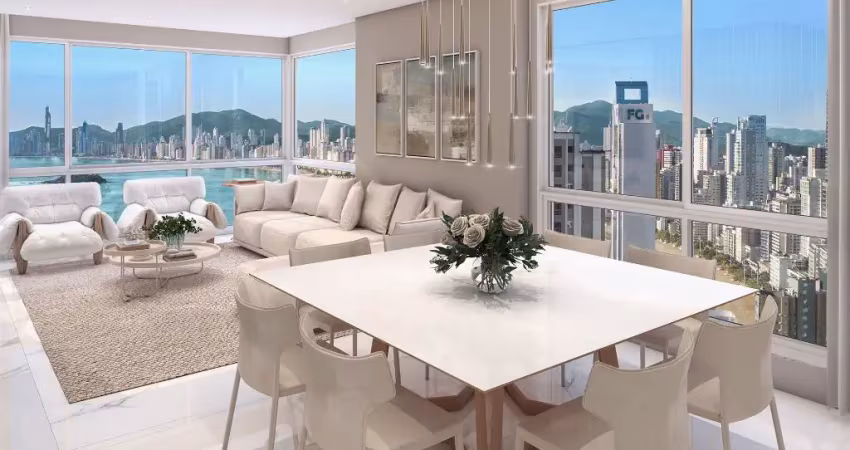 Sofisticação nas alturas: apartamento em andar alto com 04 suítes, 03 vagas e vista permanente para o mar