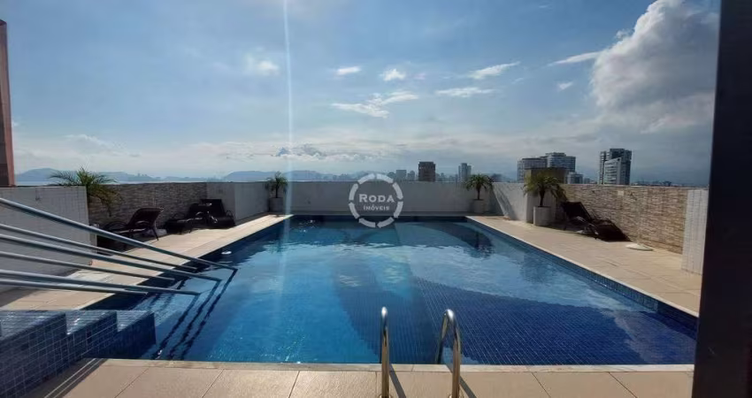 Lindo apartamento porteira fechada com 1 Dormitório com lazer, 1 vaga demarcada vista mar, a venda , Ponta da Praia - Santos