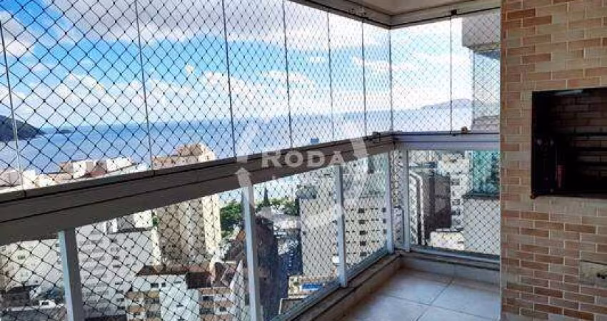 Apartamento com 3 dormitórios e vista para o mar para alugar em Santos