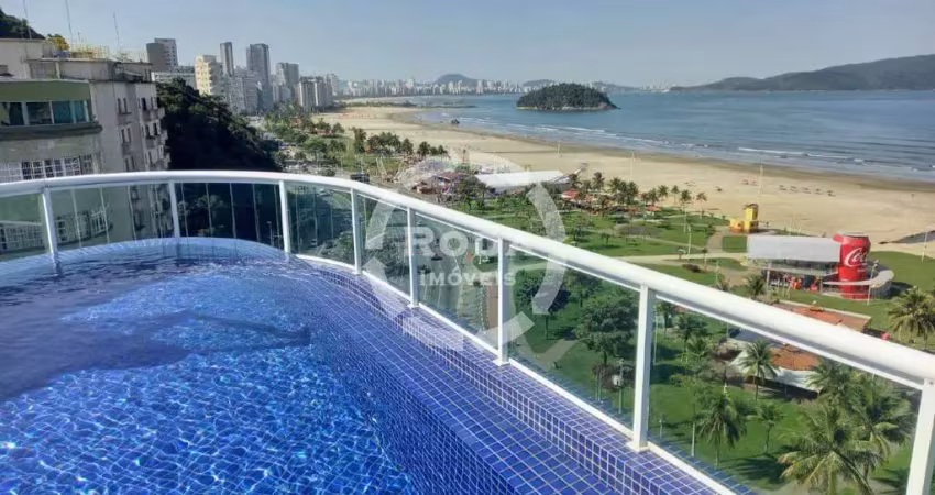 Apartamento luxuoso de 3 suítes com varanda de frente para o mar na praia do itararé, são vicente
