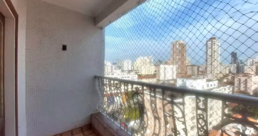 Apartamento de frente com sacada 2 dormitórios + dependência completa para alugar no campo grande, santos/sp