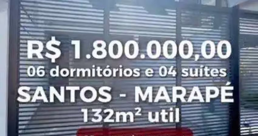 Casa sobreposta alta no marapé, 6 dorm, suíte,s 132 m² internos + 19 m² externos por r$ 1.800.000,00