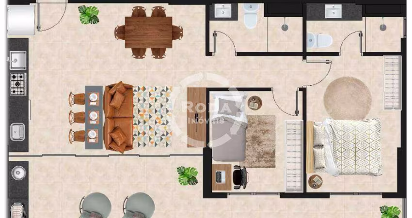 Apartamento à venda, 2 quartos, 1 suíte, 1 vaga, José Menino - Santos/SP