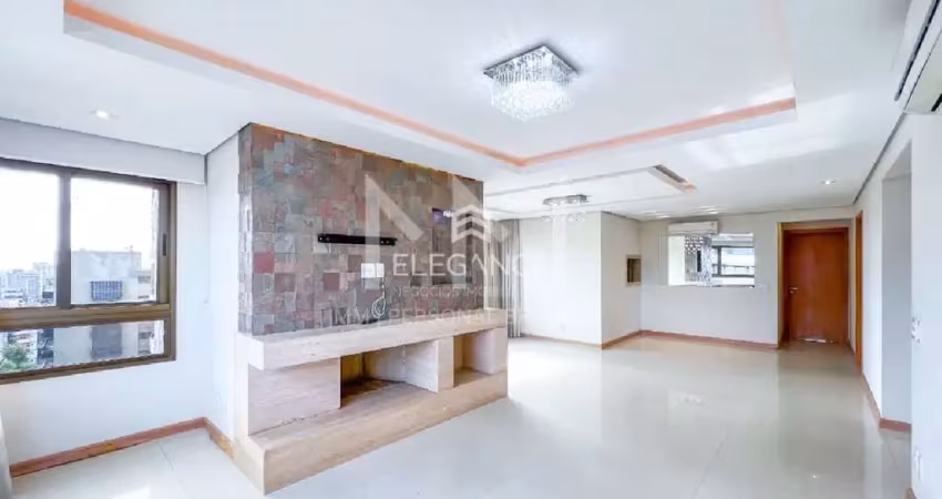 Apartamento desocupado com 159 m2 para comprar em andar alto, 3 dormitórios 3 suítes 3 vagas box garagem. rio branco porto alegre. elegance imóveis.