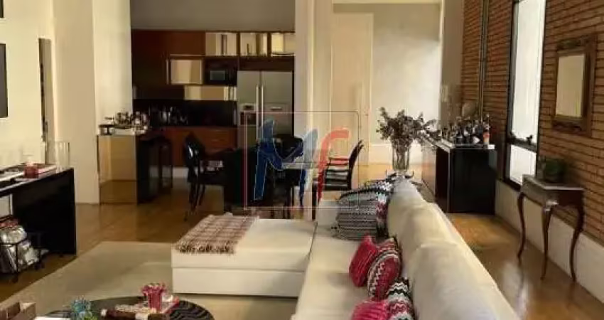 Ref: 16.296 - lindo apto , 156 m² a.u., , mobiliado ,1 suíte com dois andares de armários, cozinha americana, salas, 3 vagas, deposito e lazer.