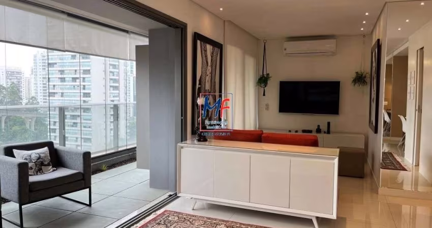Excelente apto no Brooklin Paulista, com 81m² a.u., 1 dormitório (1 suíte), sala, cozinha, home office, varanda envidraçada, 2 vagas, lazer (REF 20.359)