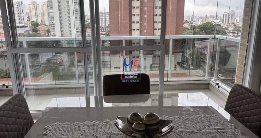 Excelente apto V. América, Santo André , 132m² a.u., 3 suítes, varanda envidraçada, escritório, 3 vagas, lazer (REF 20.562)