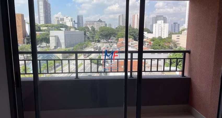 Excelente apto studio Santo Amaro,  27m² a.u., 1 dormitório, sala, cozinha, varanda, lazer. Prox. Metrô Borba Gato (REF 20.693)