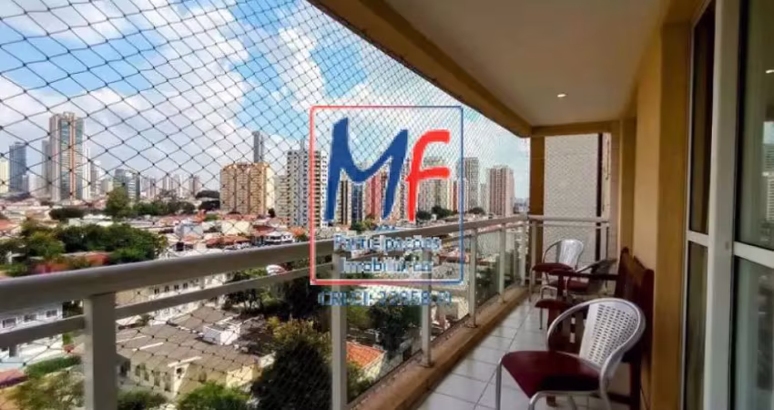 Excelente apto na vila gomes cardim, com 125m² a.u., 3 dormitórios (3 suítes), sala, cozinha, lavanderia, varanda, 3 vagas, lazer. prox. rua cantagalo (ref 21.044)