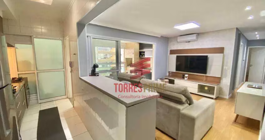 Lindo apartamento á venda com 2 dormitórios, 1 suíte, lazer completo, 78 m² por r$ 810.000 - ponta da praia - santos/sp
