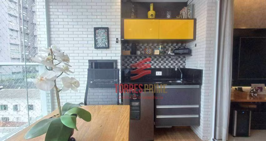Lindo Apartamento com 2 dormitórios, Lazer Completo e 2 Vagas Demarcadas à venda, 96 m² por R$ 1.285.000 - Pompéia - Santos/SP