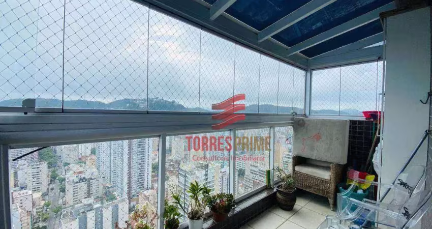 Apartamento triplex com 2 dormitórios à venda, 154 m² por r$ 2.600.000,00 - gonzaga - santos/sp