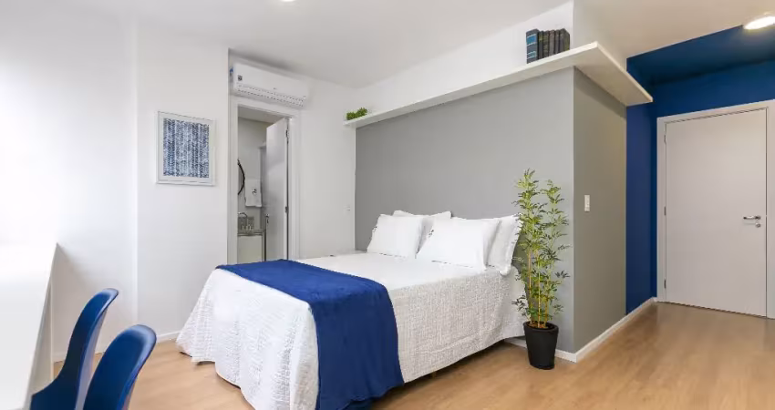 Studio mobiliado para locação no centro de curitiba, até 2 pessoas, 26m²