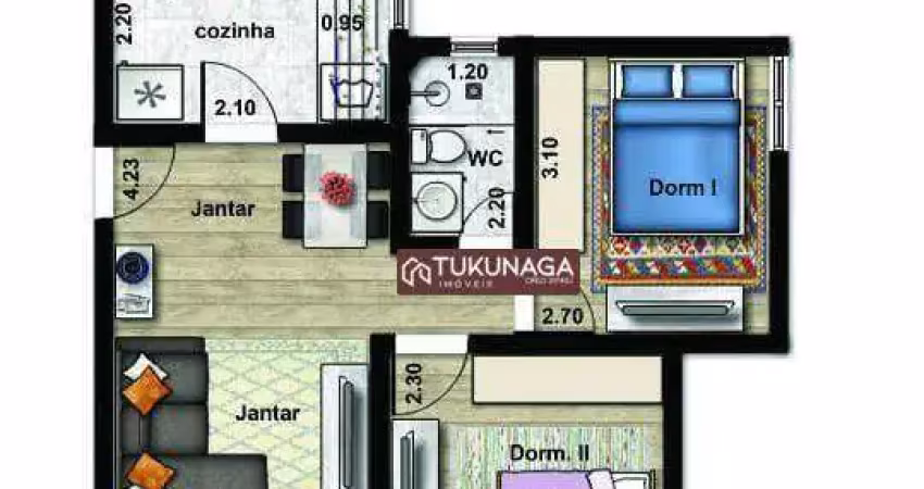 Apartamento com 2 dormitórios à venda, 54 m² por R$ 215.000 - Vila Galvão - Guarulhos/SP