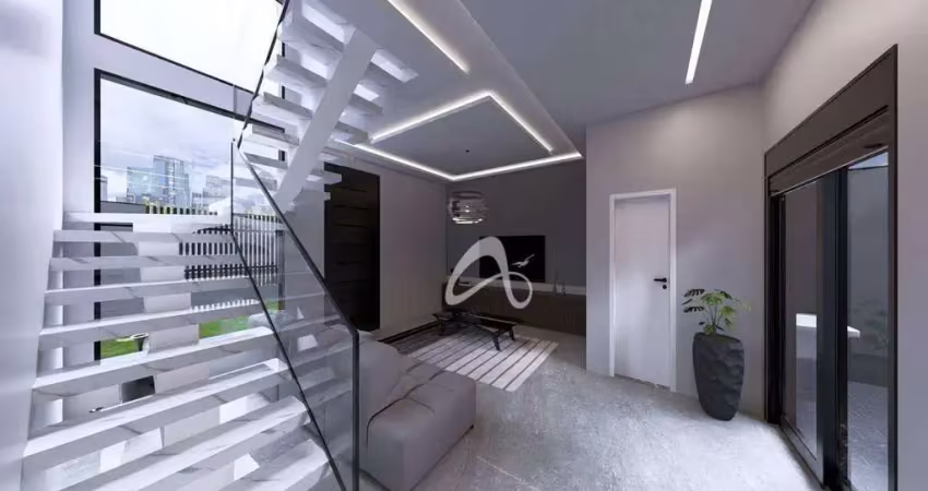 Sobrado triplex de frente para a rua à venda – 3 suítes, terraço gourmet no cidade jardim/ são josé dos pinhais/pr.
