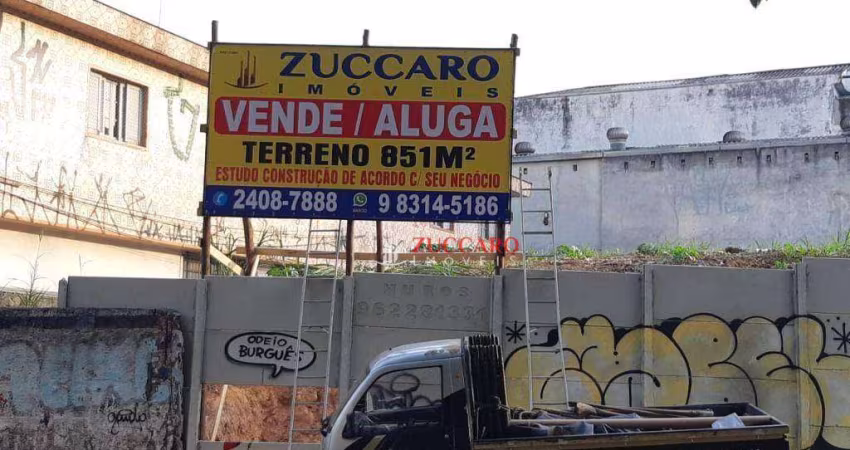 Terreno, 851 m² - venda por R$ 4.325.000,00 ou aluguel por R$ 26.475,00/mês - Jardim Santa Mena - Guarulhos/SP