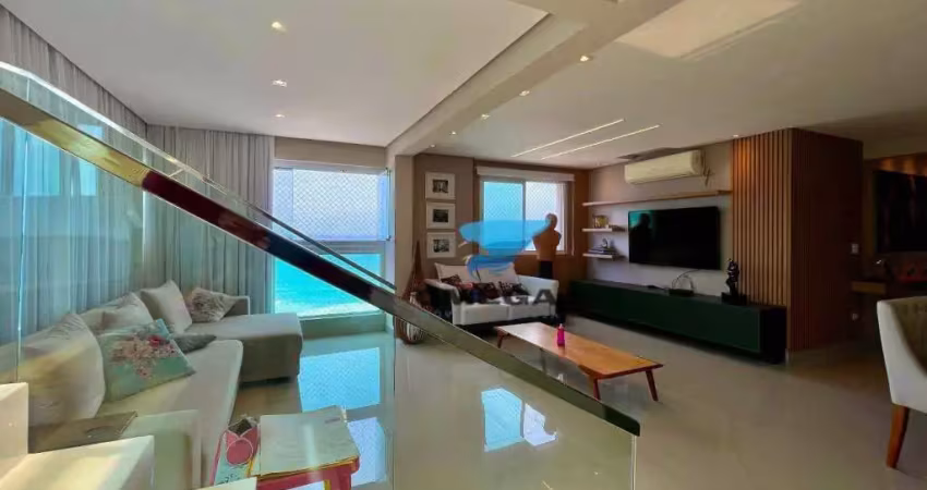Cobertura duplex com 3 dormitórios, vista mar, piscina à venda na praia das pitangueiras - guarujá/sp