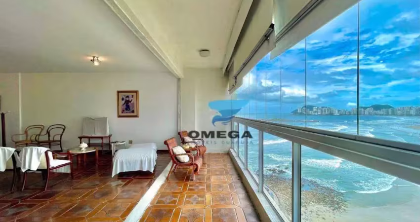 Frente mar - apartamento com 5 quartos sendo 2 suítes à venda, praia das pitangueiras - guarujá/sp.