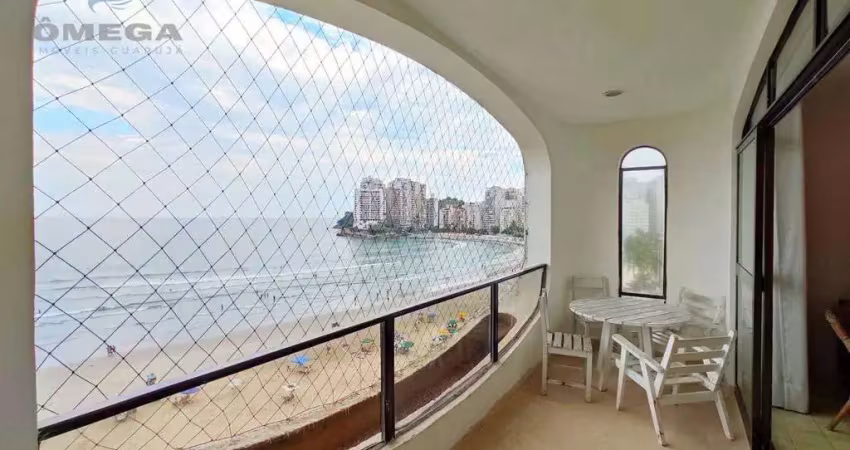 Frente mar - apartamento com 3 suítes - prédio com churrasqueira - praia das astúrias, guarujá.