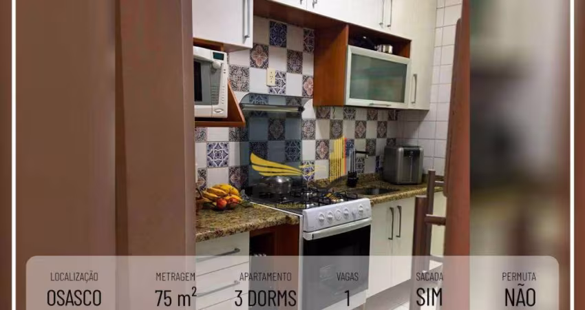 Apartamento com 3 dormitórios sendo 1 suíte, 1 vaga com 75 m² em Osasco SP
