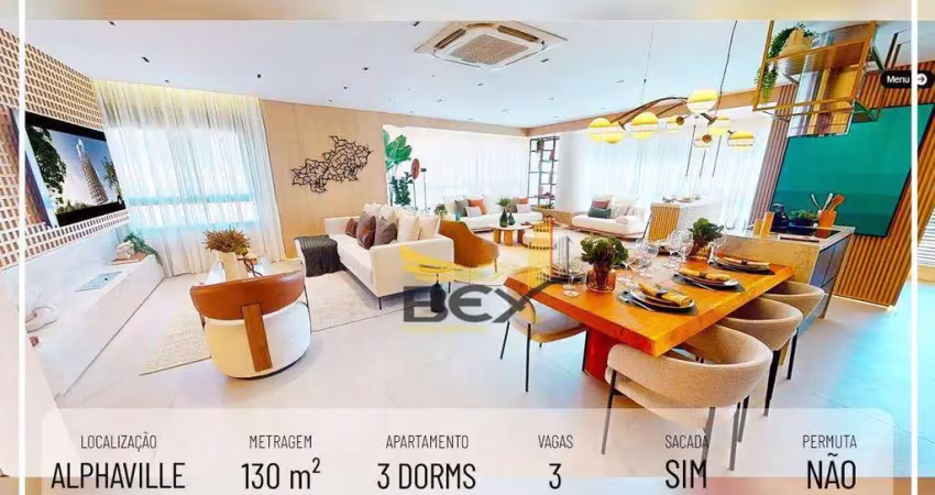 Apartamento no alpha gran de 3 dormitórios com 3 suítes 3 vagas com 130 m² em alphaville barueri sp