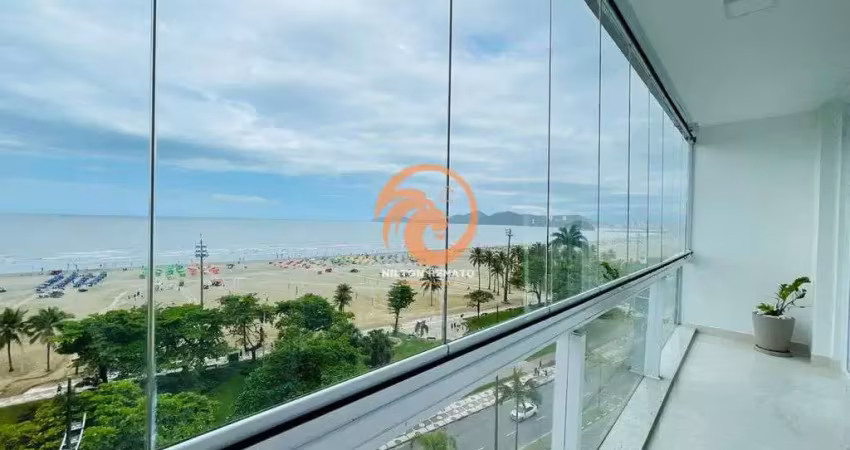 Apartamento frente mar reformado em santos com 03 dormitórios no gonzaga