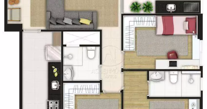 Apartamento com 3 dormitórios à venda, 81 m² por r$ 1.066.000,00 - boqueirão - santos/sp