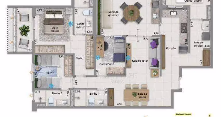 Apartamento com 3 quartos à venda no Embaré, Santos 