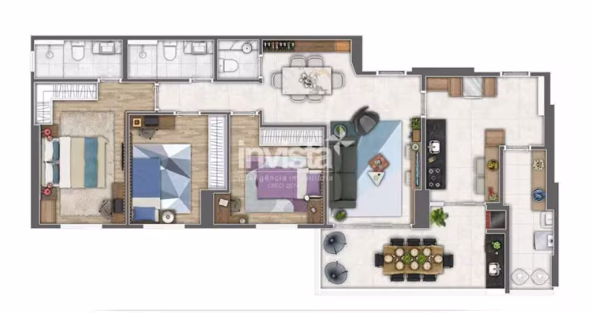 Apartamento com 3 quartos à venda no Gonzaga, Santos 