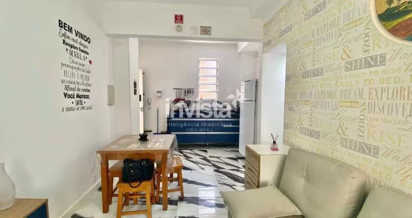 Apartamento 1 dormitório de frente a praia do Embaré mobiliado