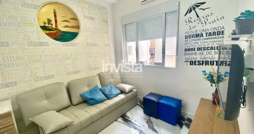 Apartamento 1 dormitório de frente a praia do Embaré mobiliado