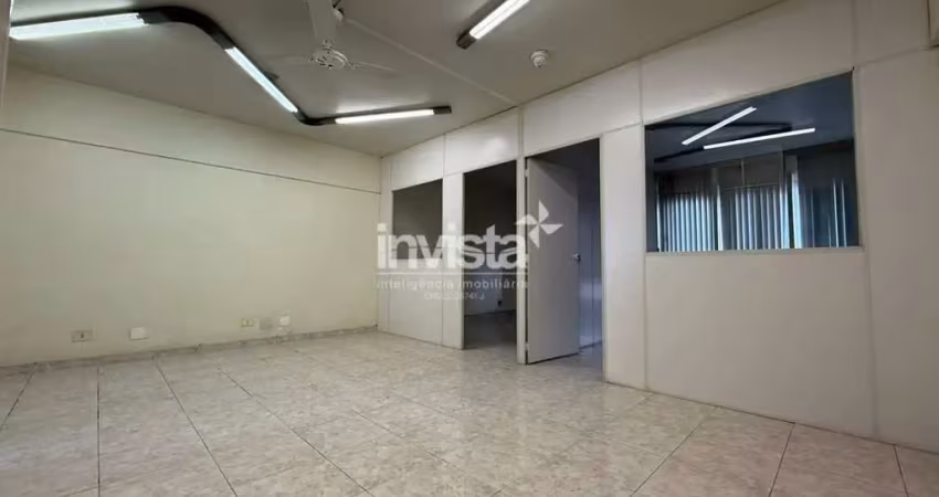 Sala comercial com 70m² | garagem demarcada | portaria 24h – centro de santos