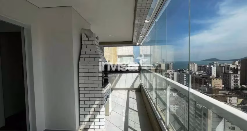 Apartamento com varanda gourmet vista mar para locação no gonzaga